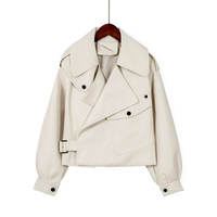 Fitaylor nowa jesienna kobiety Faux skórzana kurtka Pu motocykl Biker czerwony płaszcz kołnierz na dół luźna odzież uliczna czarny Punk odzież wierzchnia 5